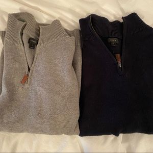 J. Crew Cotton Cashmere 1/4 zip sweaters medium navy grey